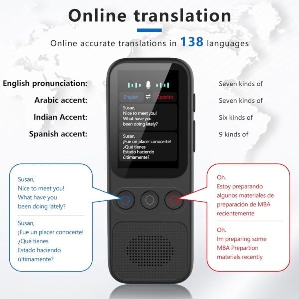 Language Translator Device, 138 Languages Supported, Instant Offline Language Translator Device, Voice Translator Offline, Portable Two-Way Real-Time Language Translator for Travel Business Learning - Image 6